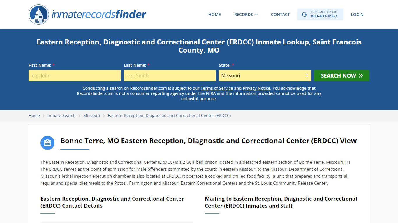 Eastern Reception, Diagnostic and Correctional Center (ERDCC) Inmate ...